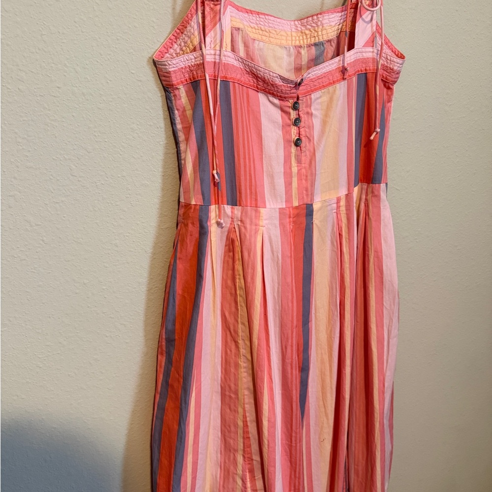 FREE PEOPLE Primavera Stripe Cotton
Midi Dress Sz. M.  NWT color pink - Picture 11 of 13